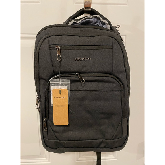 Kroser Laptop Backpack Bag Soft Case Black W/ Zipper Lock School Travel New